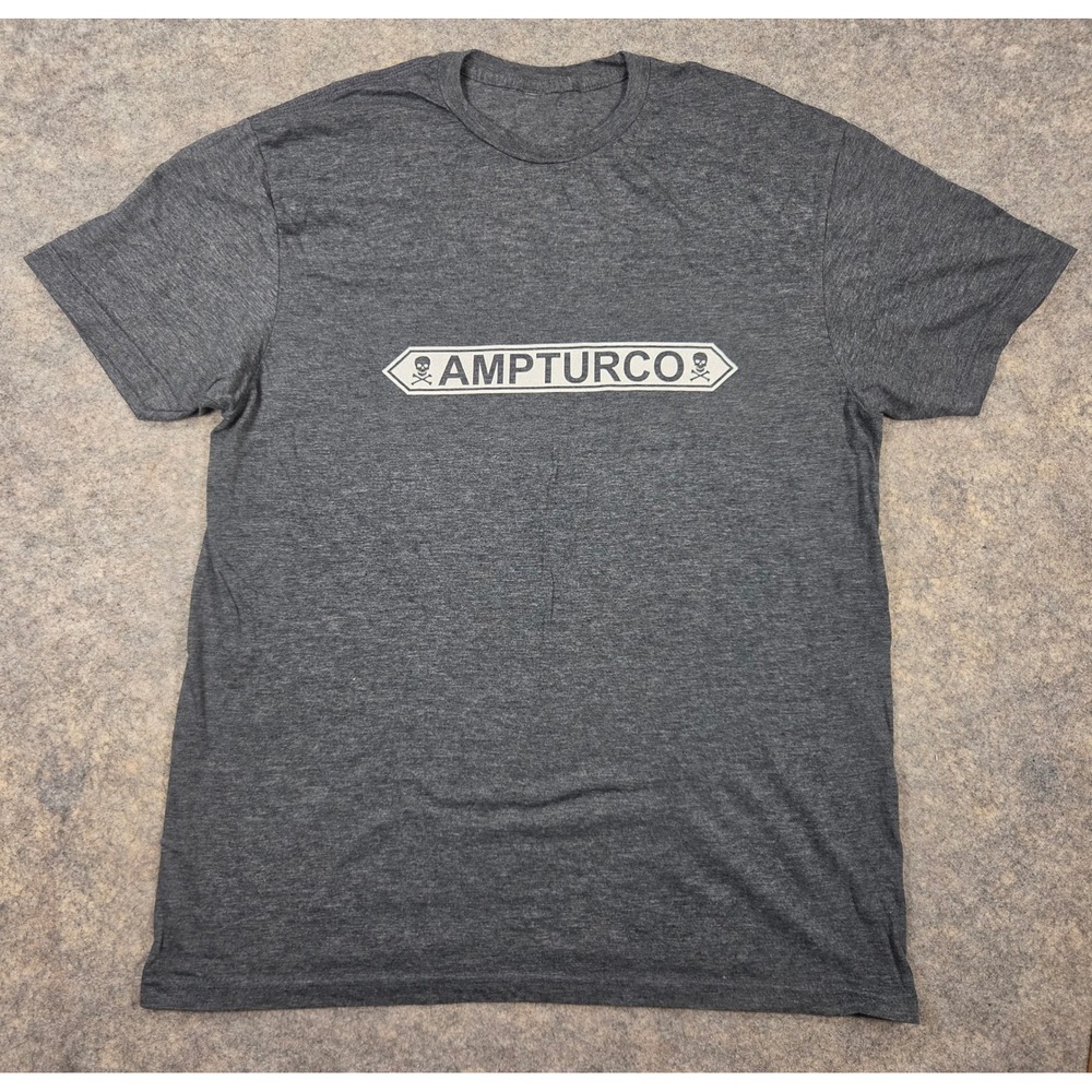Ampturco Skull Graphic T-Shirt Mens Charcoal Heather Gray Short Sleeve Tee Band
